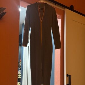 Anthropologie Brown Zippered Cardigan